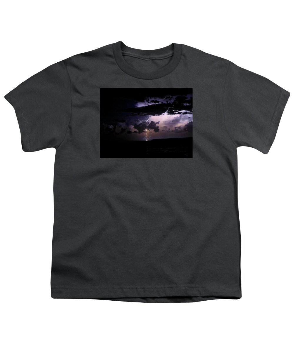 Lightning Youth T-Shirt featuring the photograph Lightning Behind Cloud by Michael Blaine