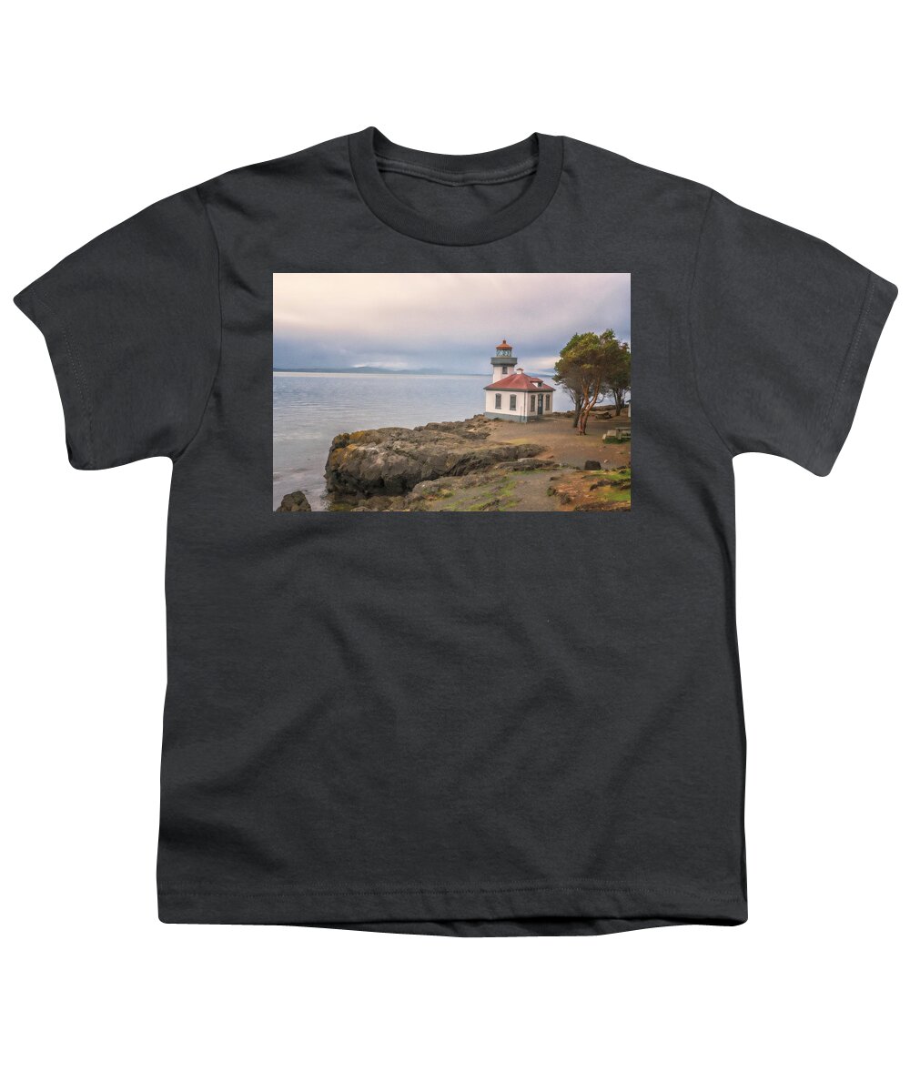 Oregon Coast Youth T-Shirt featuring the photograph Lime Kiln Point Lighthouse by Tom Singleton