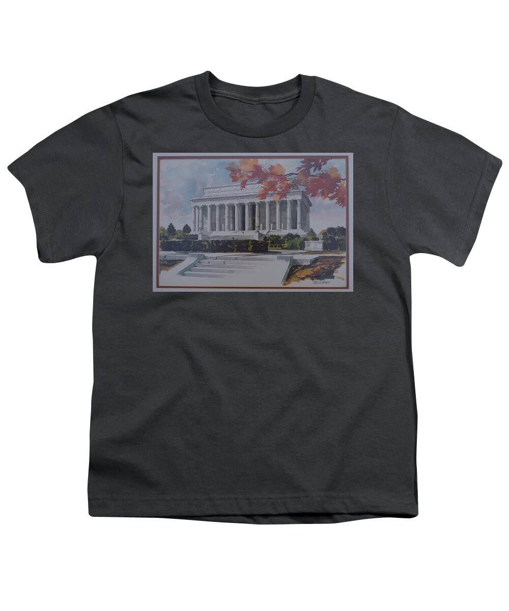 Lincoln Memorial Youth T-Shirt featuring the painting Lincoln Memorial by Paul N Norton