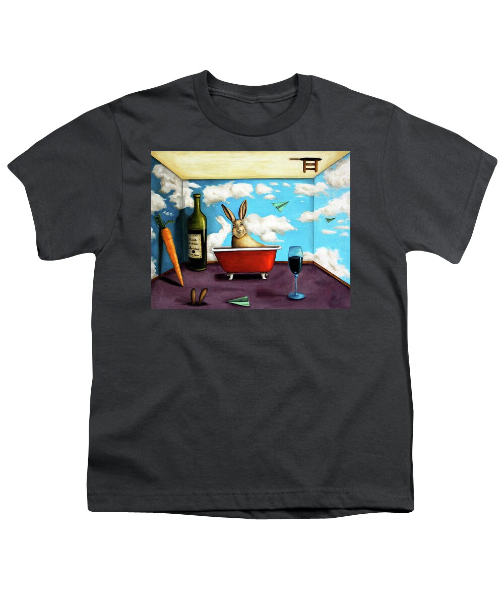 Rabbit Youth T-Shirt featuring the painting Little Rabbit Spirits by Leah Saulnier The Painting Maniac