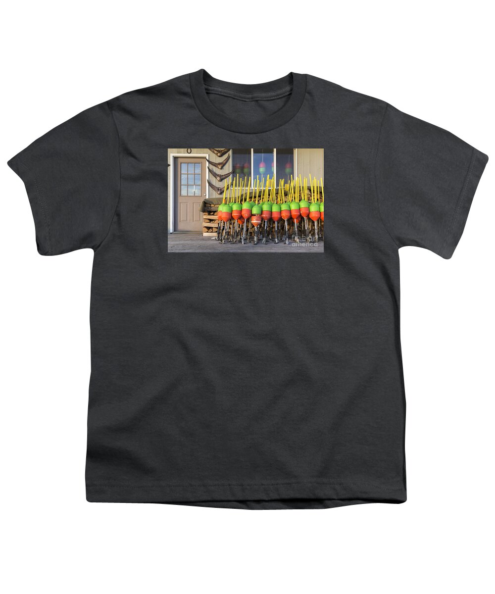 New Hampshire Youth T-Shirt featuring the photograph Lobster Buoys Kittery Maine by Edward Fielding