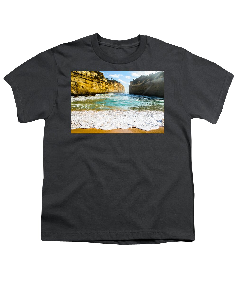 Waves Youth T-Shirt featuring the photograph Loch Ard Gorge by Max Serjeant