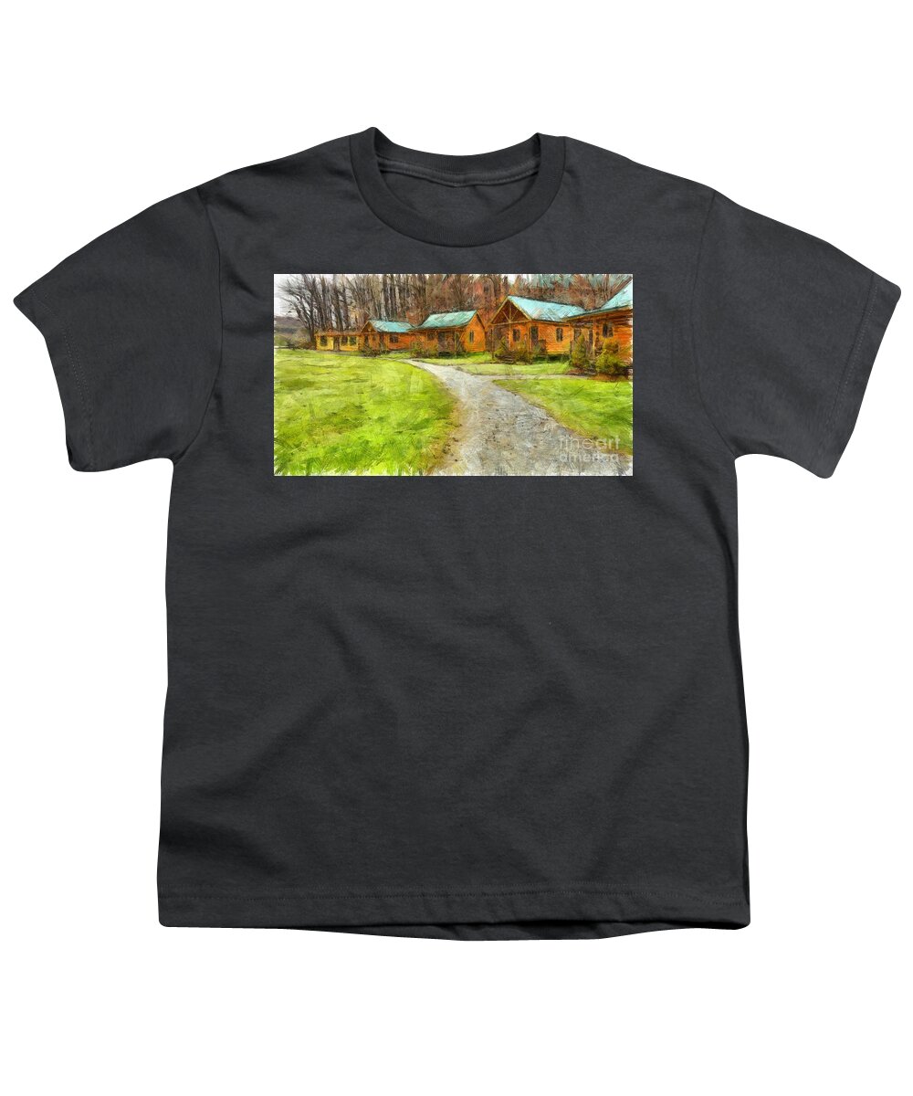 Pencil Youth T-Shirt featuring the photograph Log Cabins Pencil by Edward Fielding