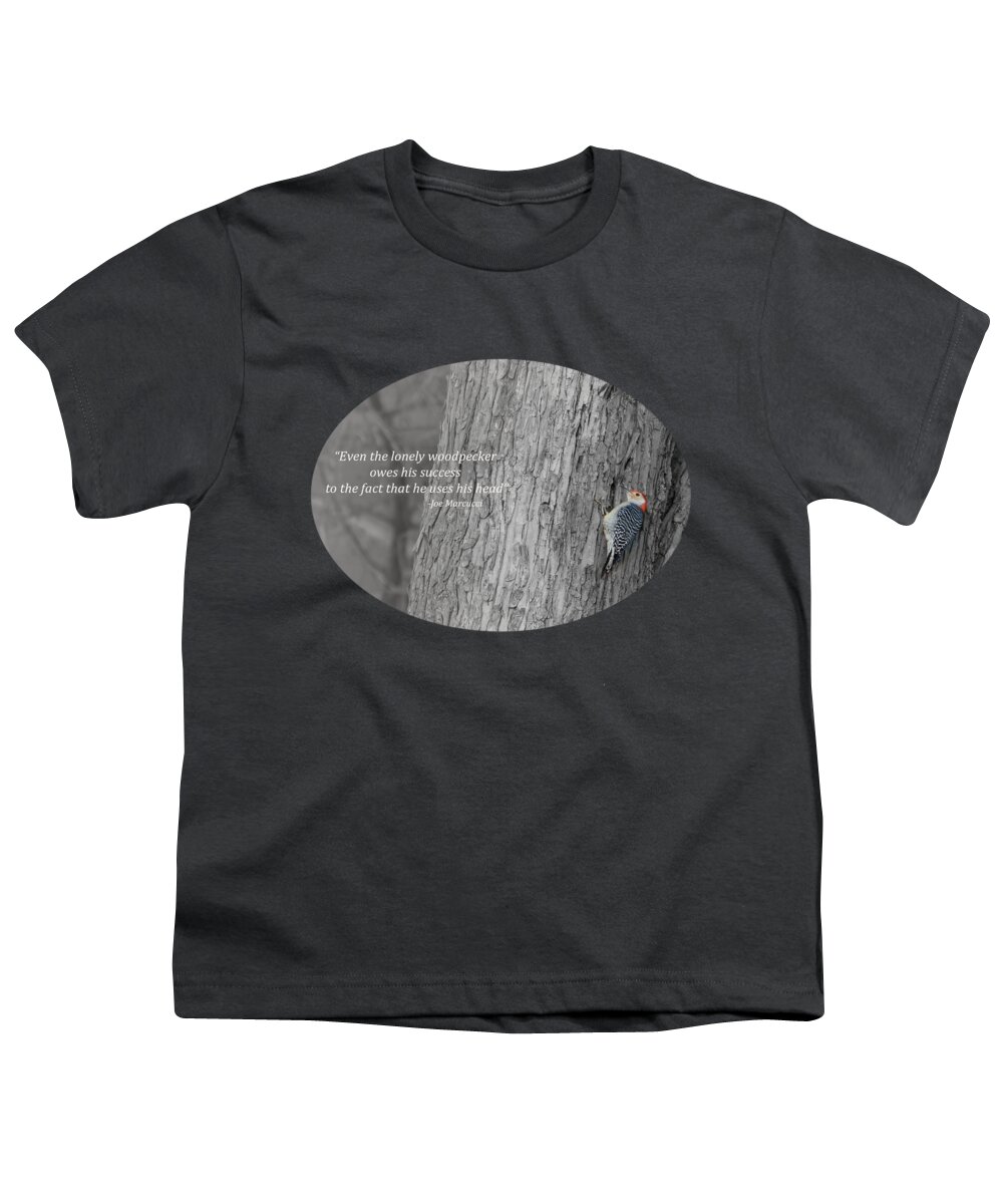 Red-bellied Woodpecker Youth T-Shirt featuring the photograph Lonely Woodpecker by Holden The Moment