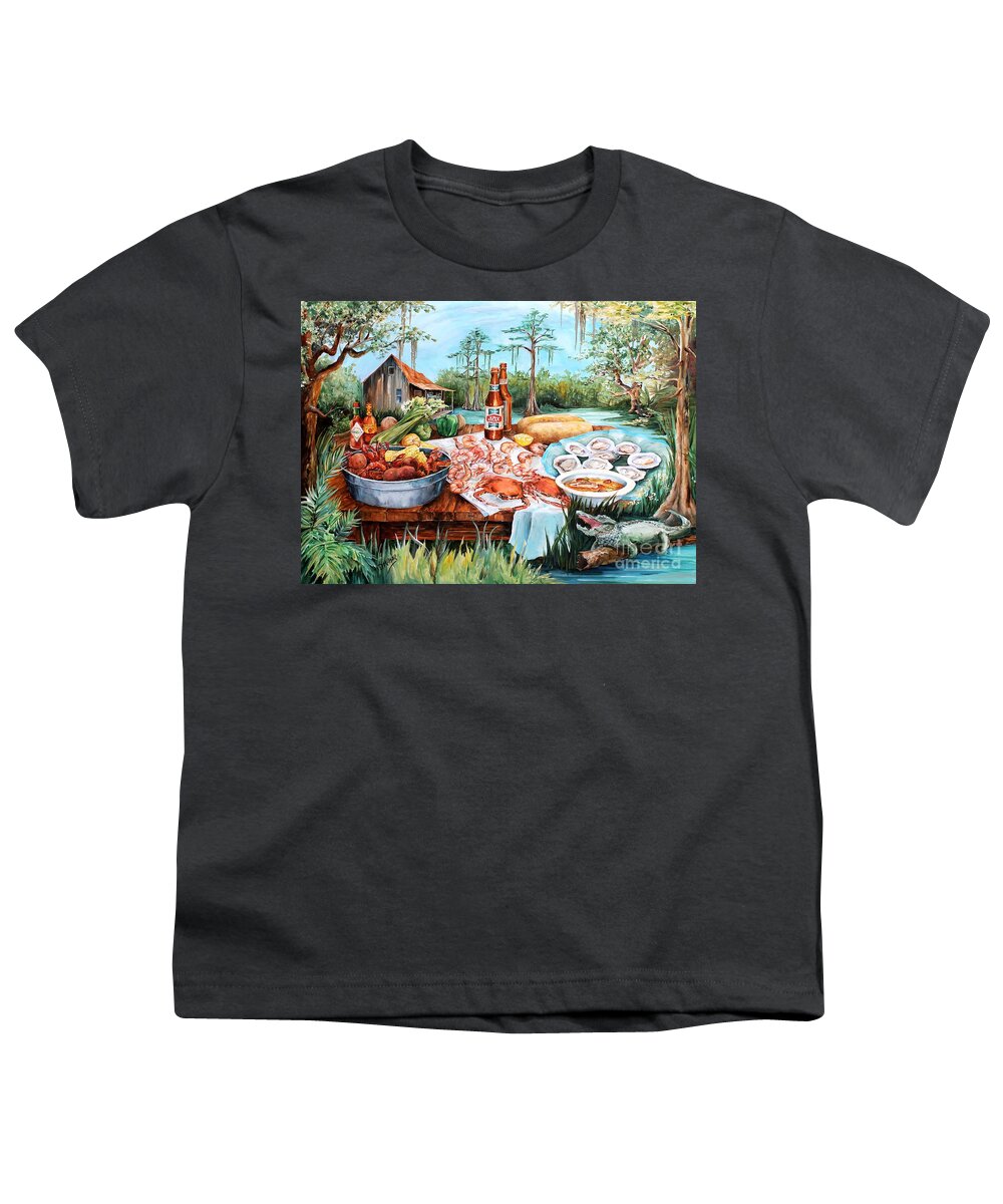 Louisiana Youth T-Shirt featuring the painting Louisiana Feast by Diane Millsap