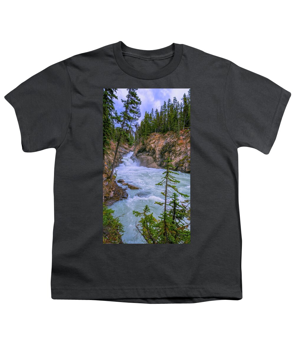 Joan Carroll Youth T-Shirt featuring the photograph Lower Sunwapta Falls Jasper Alberta by Joan Carroll