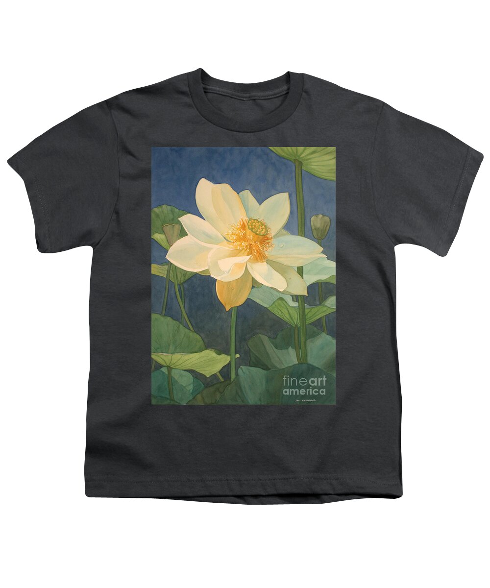 Flowers Youth T-Shirt featuring the painting Majestic Lotus by Jan Lawnikanis