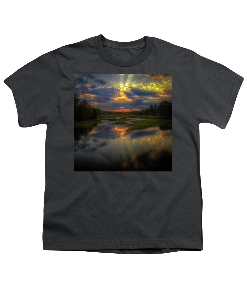 Majestic Sunset In The Adirondacks Youth T-Shirt featuring the photograph Majestic Sunset in the Adirondacks by David Patterson