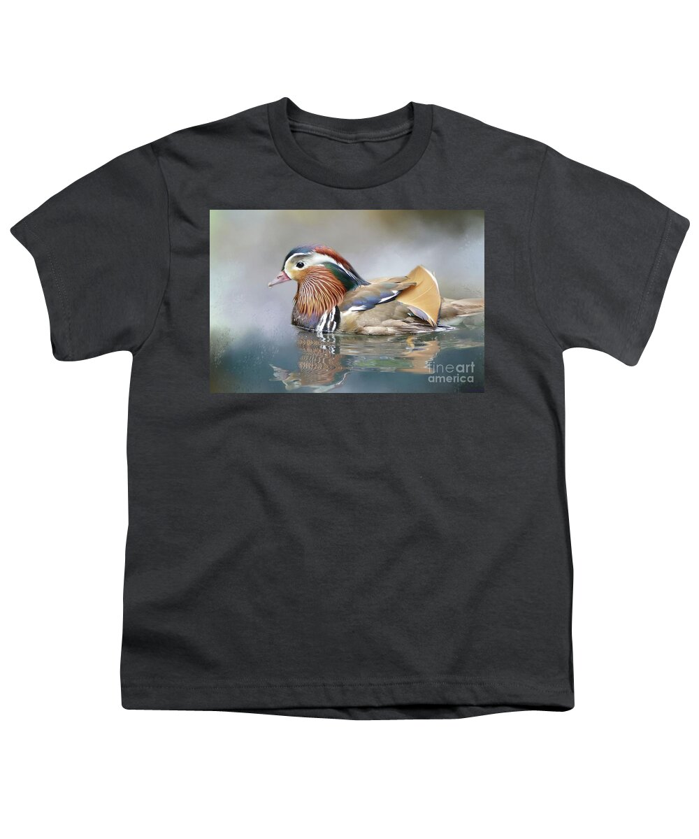 Mandarin Duck Youth T-Shirt featuring the photograph Mandarin Duck Swimming by Eva Lechner