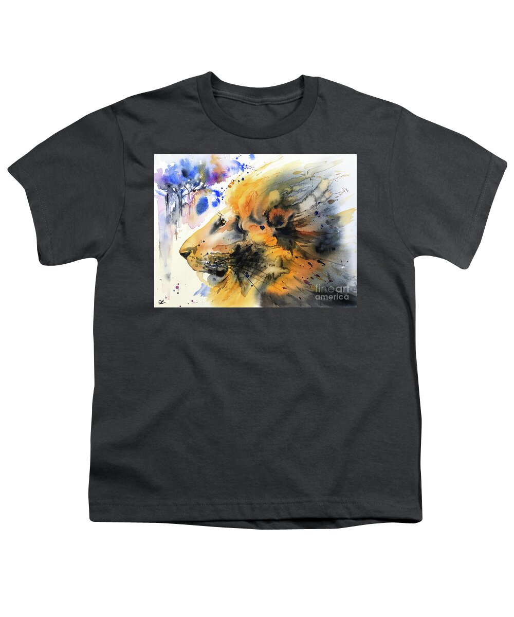 Lion Youth T-Shirt featuring the painting Mane by Zaira Dzhaubaeva