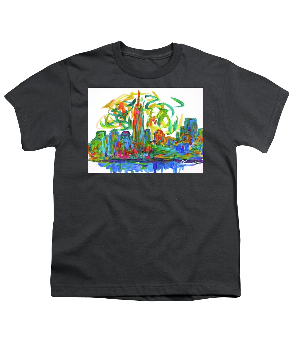 New York Prints For Sale Youth T-Shirt featuring the painting Manhattan Twirl by Kendall Kessler