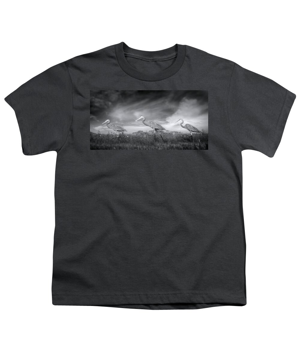 Great Blue Heron Youth T-Shirt featuring the photograph March of the Great Blue Herons Vol 2 by Mark Andrew Thomas
