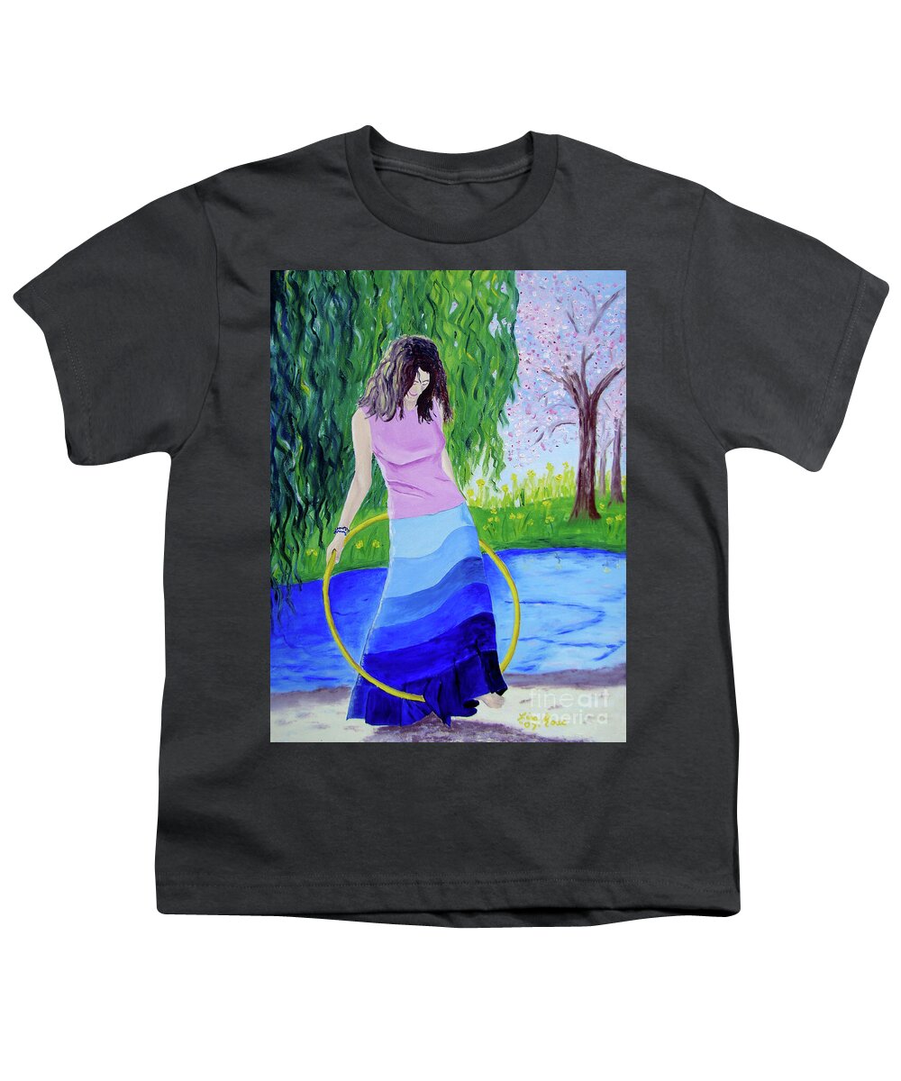 Hoola Hoop Youth T-Shirt featuring the painting Melodys Hoop by Lisa Rose Musselwhite