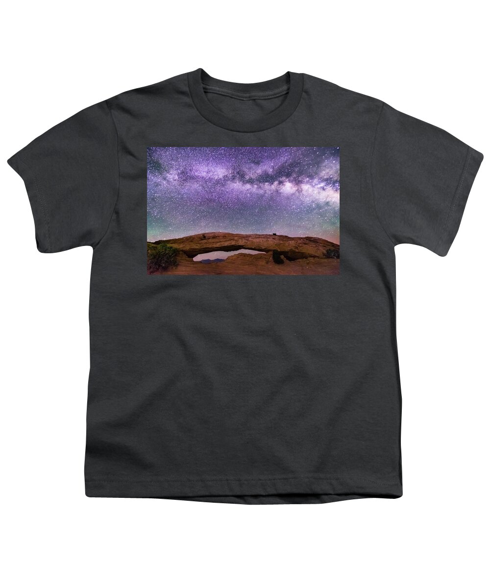 Photography Youth T-Shirt featuring the photograph Mesa Arch Milky Way by Joe Kopp