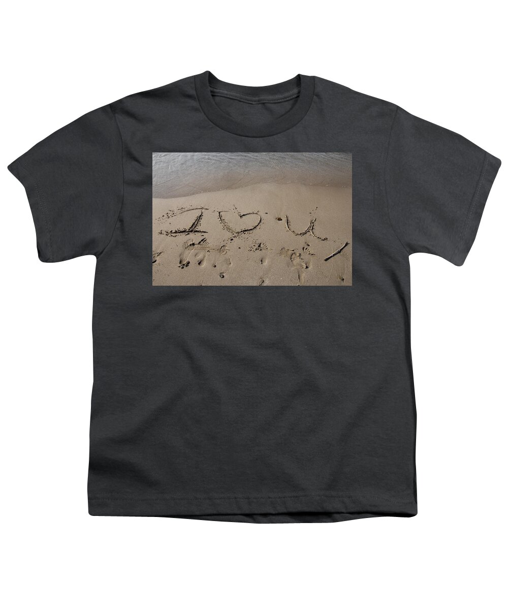 I Love You Youth T-Shirt featuring the photograph Message in the Sand by Valerie Collins