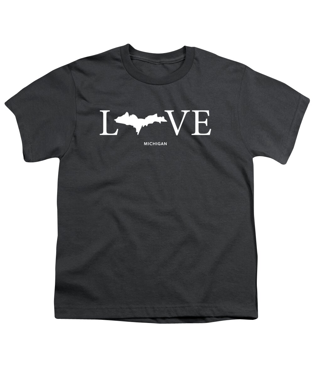 Michigan Youth T-Shirt featuring the mixed media MI Love by Nancy Ingersoll