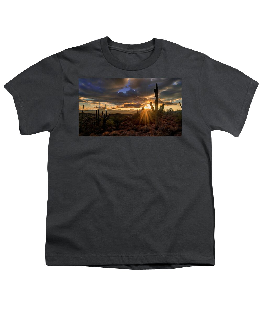 Sunburst Youth T-Shirt featuring the photograph Monsoon Sunburst by Anthony Citro
