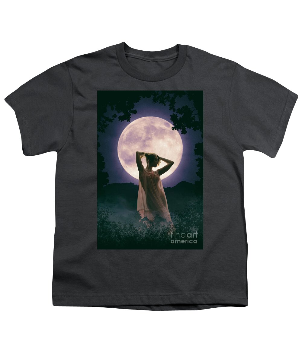 Woman Youth T-Shirt featuring the photograph Moonlit Woman by Clayton Bastiani