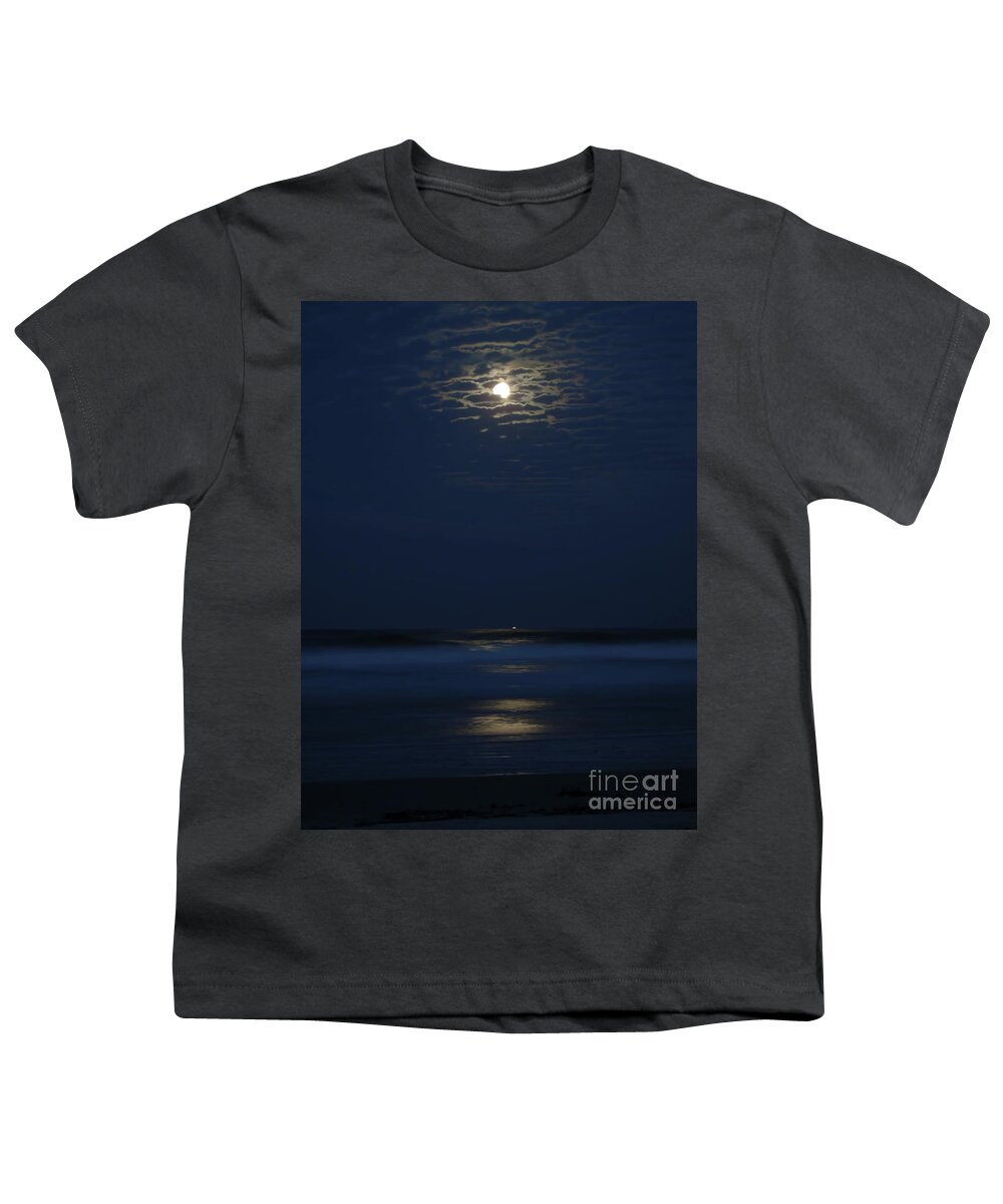 Supermoon Youth T-Shirt featuring the photograph Moonshine In The Surf by D Hackett