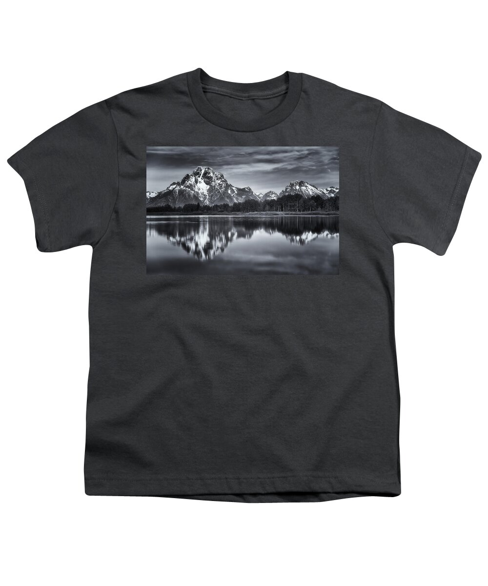 Mount Moran Youth T-Shirt featuring the photograph Moran in Monochrome by Darren White