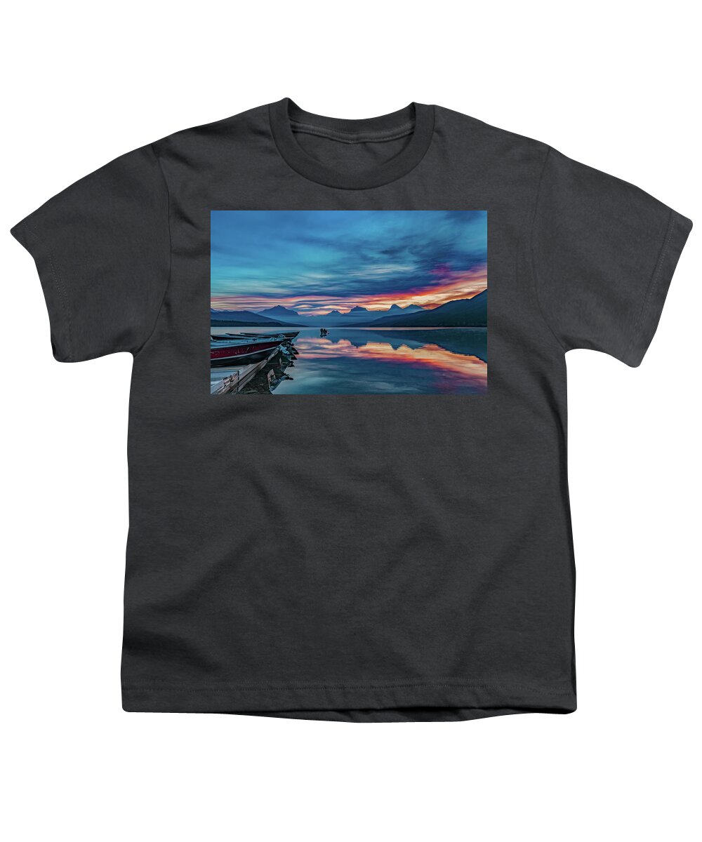Glacier National Park Youth T-Shirt featuring the photograph Morning Glory at Glacier National Park by Lon Dittrick