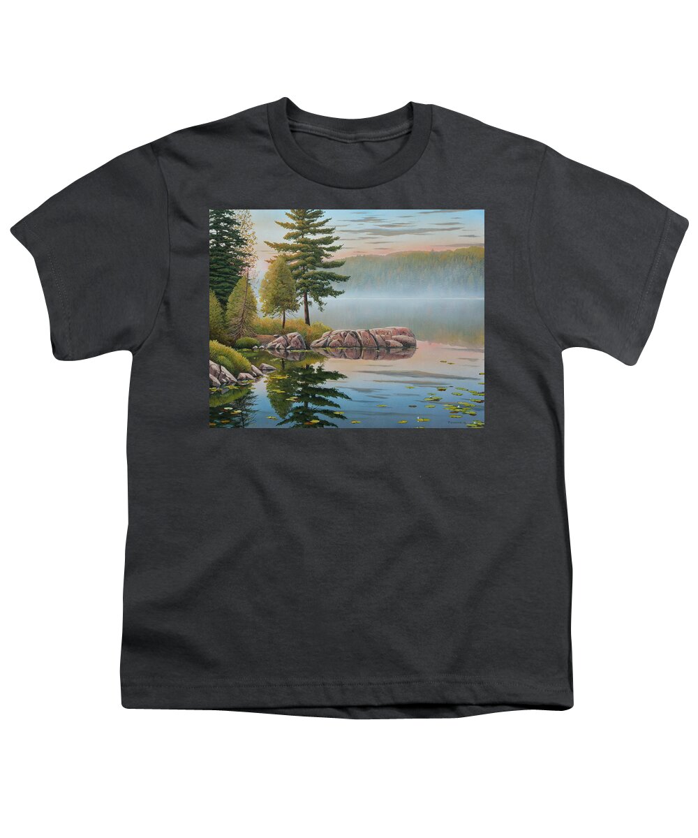 Jake Vandenbrink Youth T-Shirt featuring the painting Morning Stillness by Jake Vandenbrink