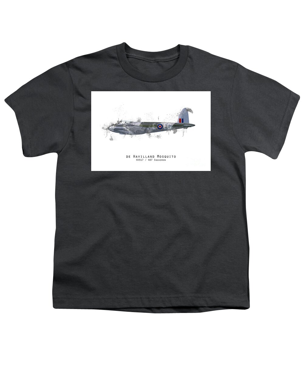De Havilland Mosquito Youth T-Shirt featuring the digital art Mosquito Sketch - HX917 by Airpower Art