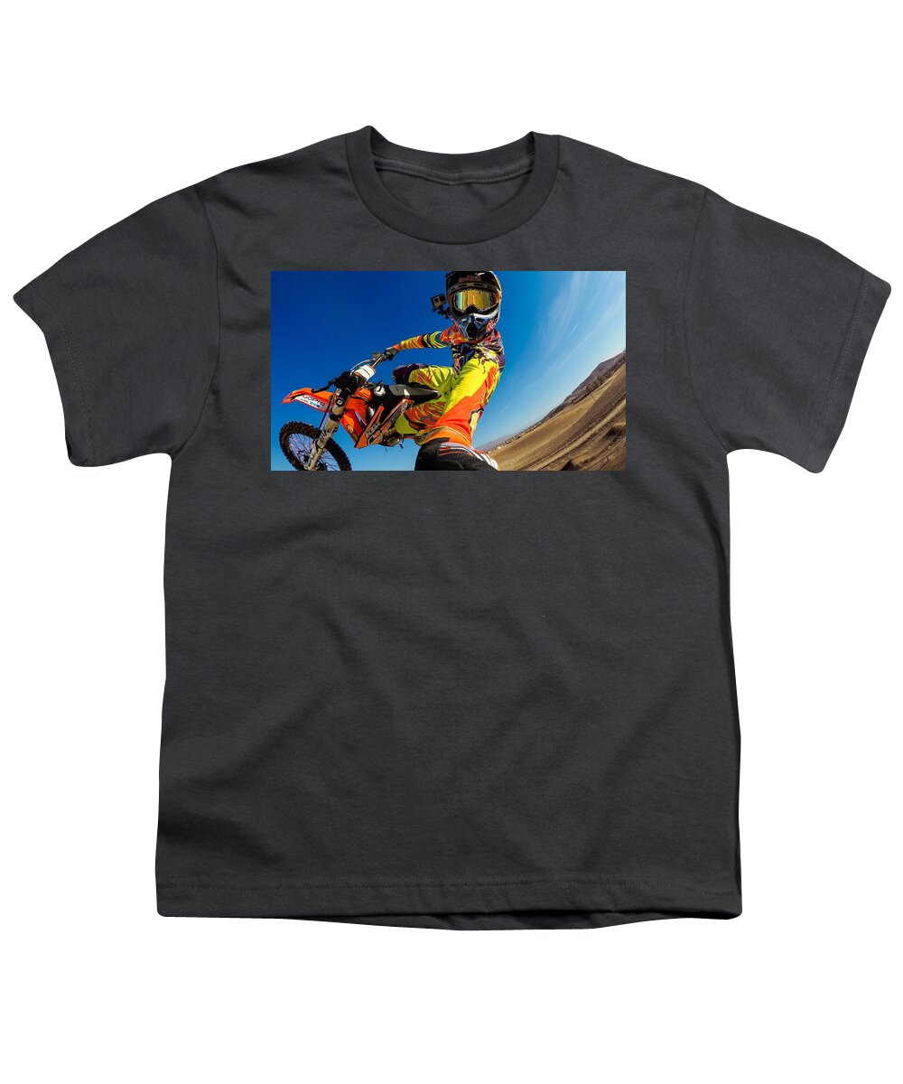 Motocross Youth T-Shirt featuring the digital art Motocross by Maye Loeser