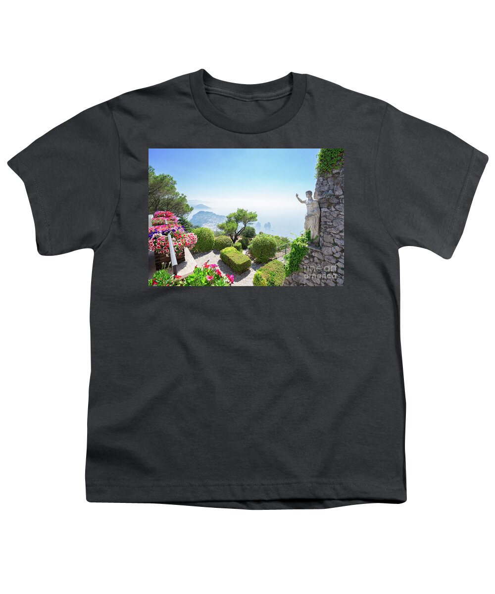 Capri Youth T-Shirt featuring the photograph mount Solaro of Capri by Anastasy Yarmolovich