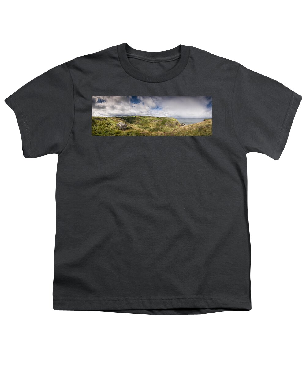 Mussenden Temple Youth T-Shirt featuring the photograph Mussenden Temple and the Black Glen by Nigel R Bell