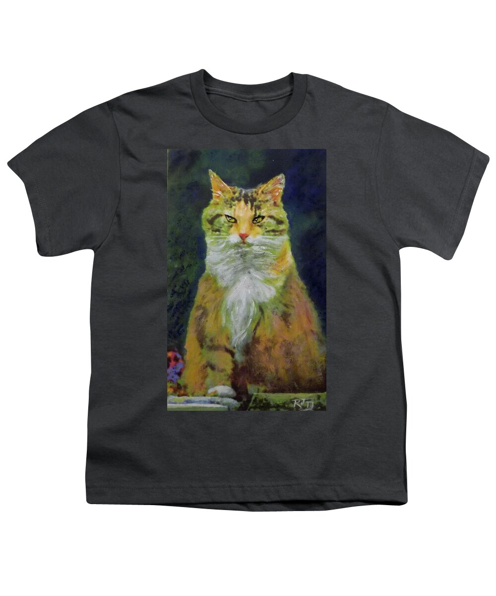  Cat Youth T-Shirt featuring the painting Mysterious Cat by Richard James Digance