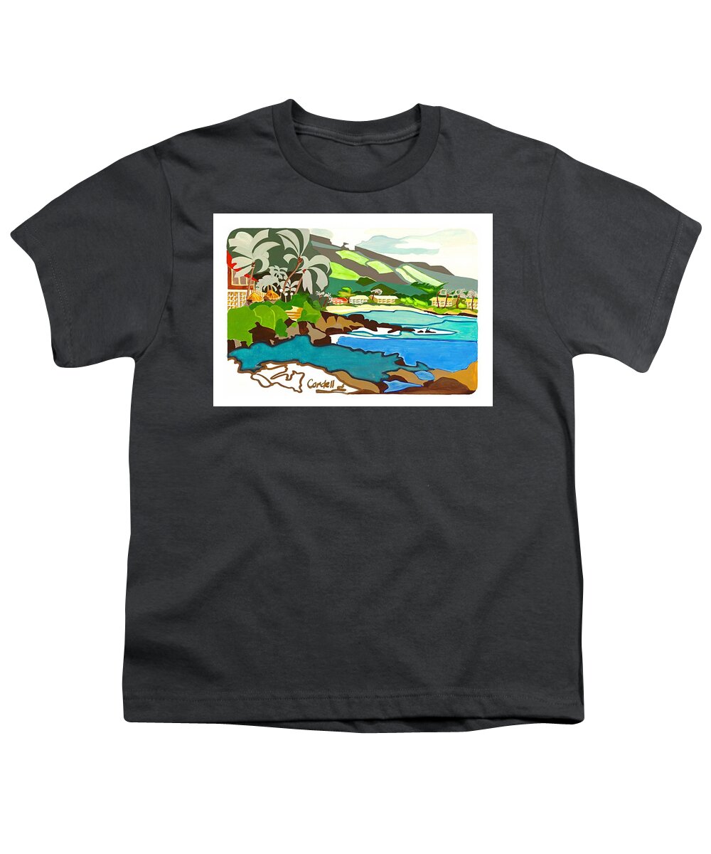 Tropical Island Youth T-Shirt featuring the painting Napili Bay - Maui by Joan Cordell