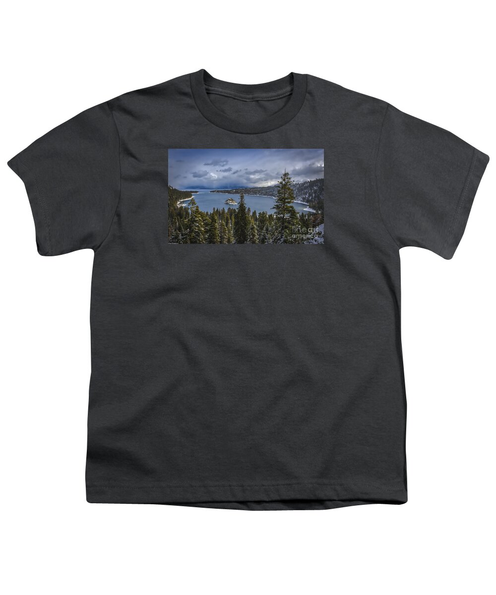 New Snow On Emerald Bay Youth T-Shirt featuring the photograph New Snow On Emerald Bay by Mitch Shindelbower