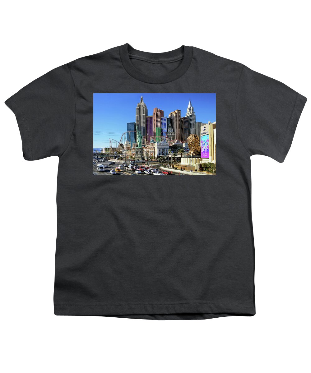 Las Vegas Youth T-Shirt featuring the photograph New York, New York by Tatiana Travelways