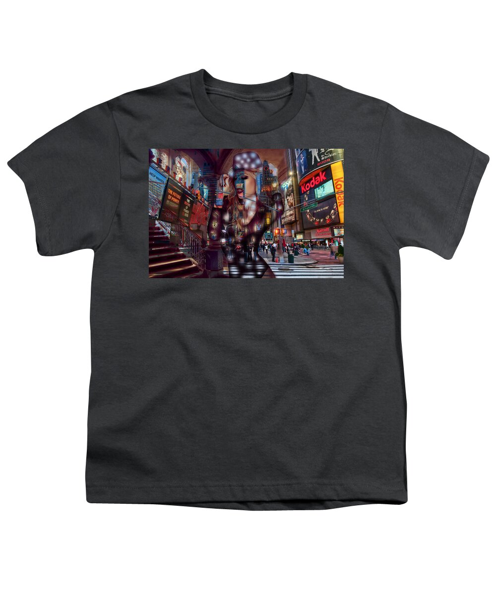 New York Art Youth T-Shirt featuring the mixed media New York New York by Marvin Blaine