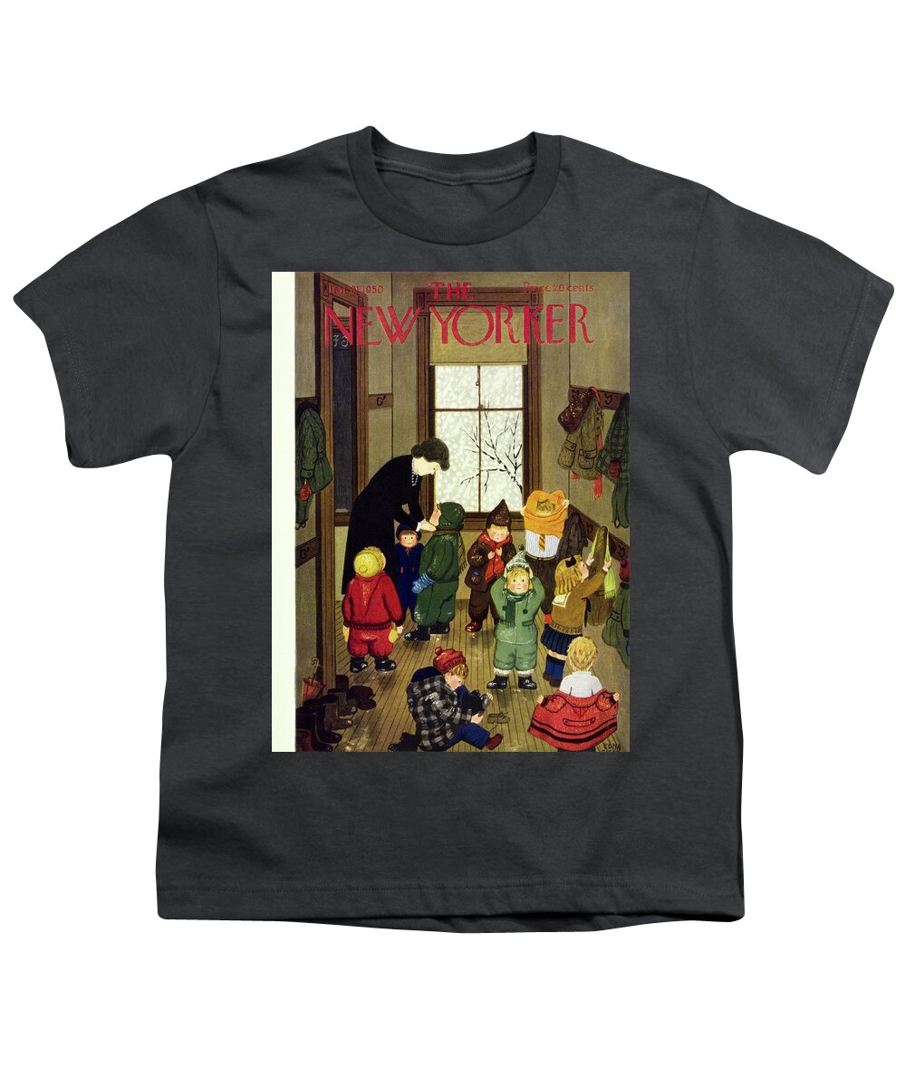 Teacher Youth T-Shirt featuring the painting New Yorker January 21 1950 by Edna Eicke