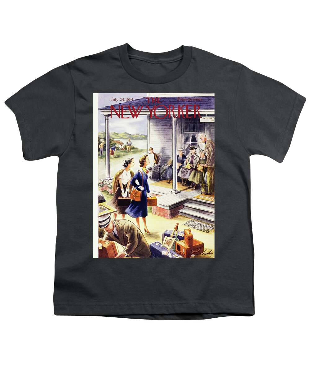Young Women Youth T-Shirt featuring the painting New Yorker July 24 1954 by Constantin Alajalov