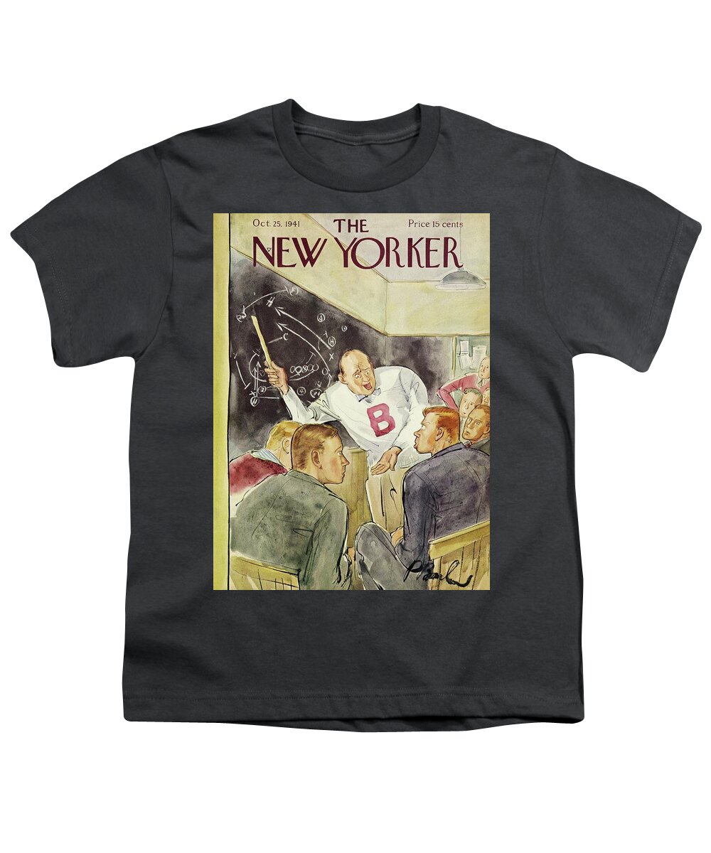 Football Youth T-Shirt featuring the painting New Yorker October 25 1941 by Perry Barlow