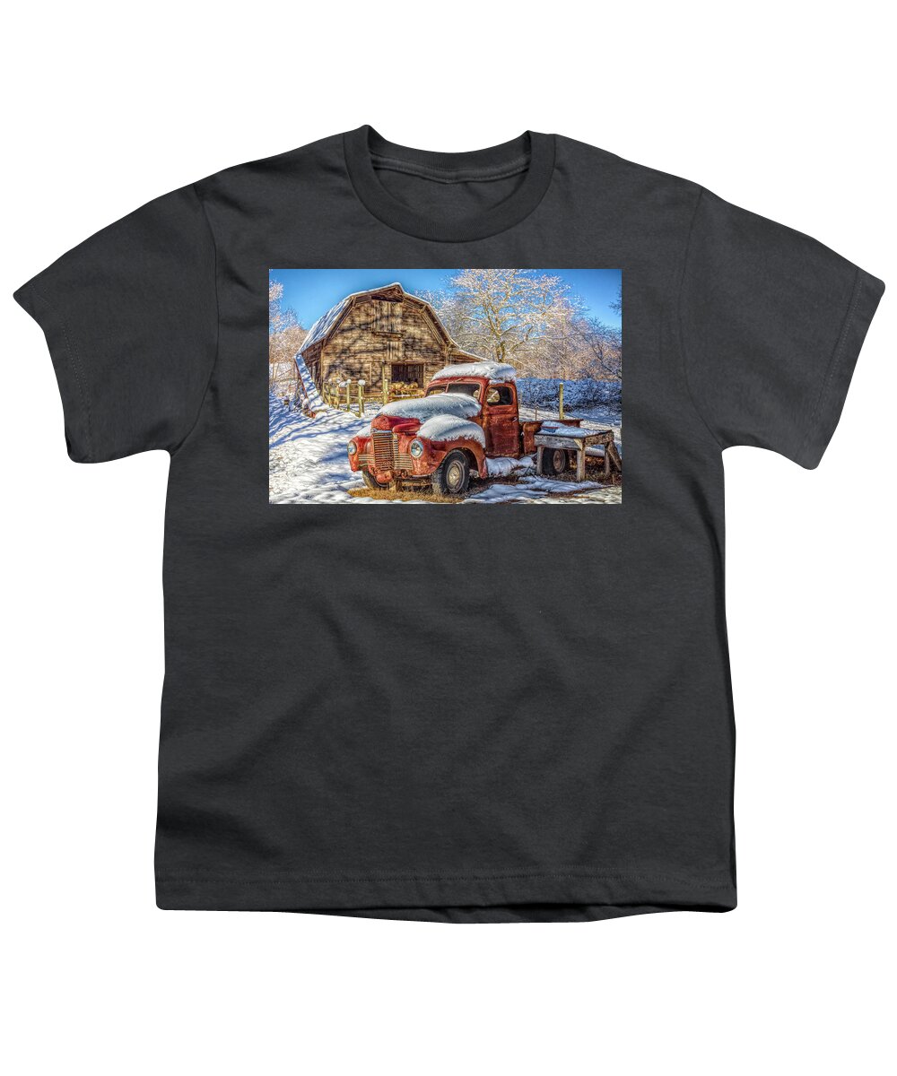 1939 Youth T-Shirt featuring the photograph Nice Ride in Winter by Debra and Dave Vanderlaan