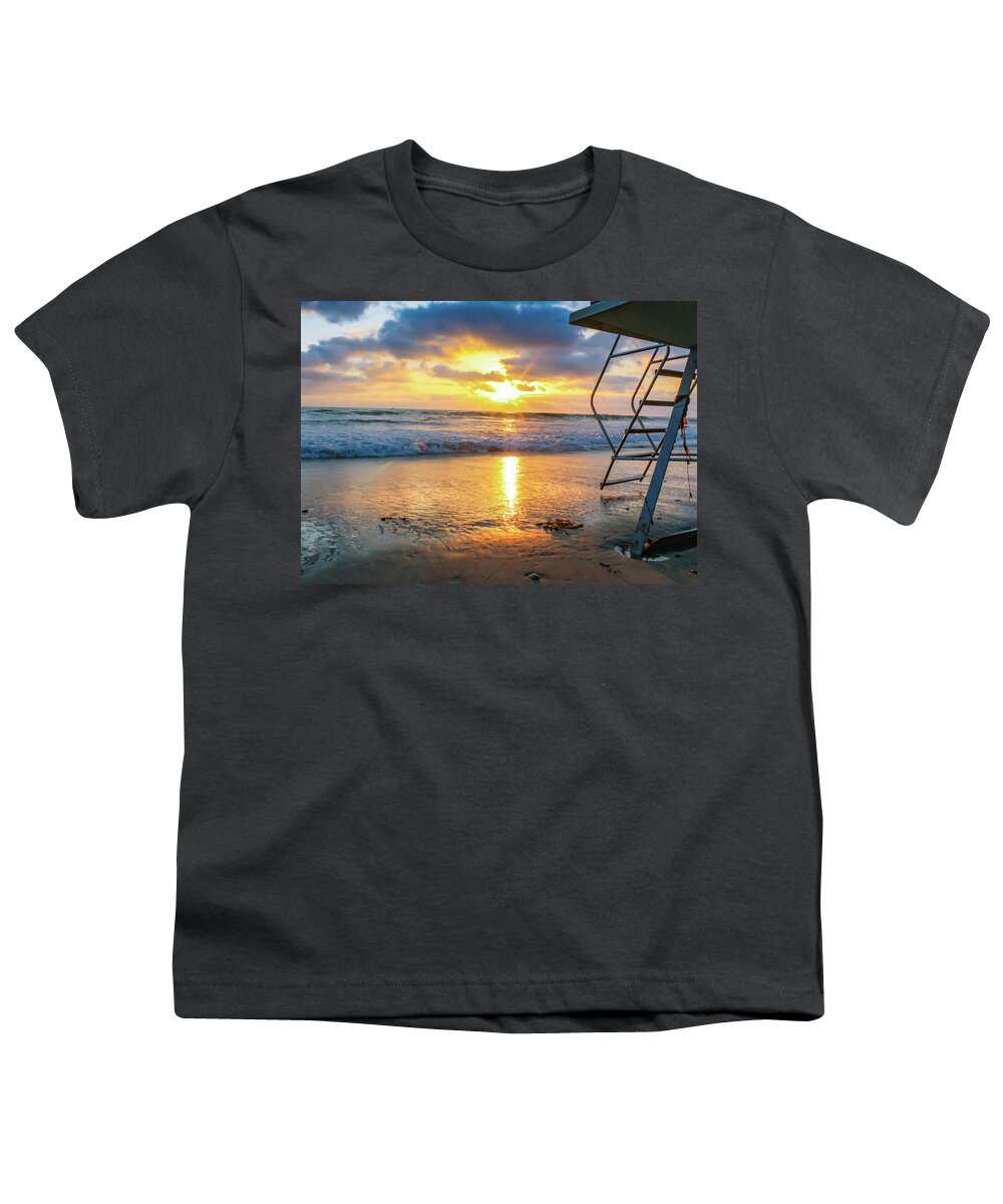 Beach Youth T-Shirt featuring the photograph No Lifeguard on Duty by Alison Frank