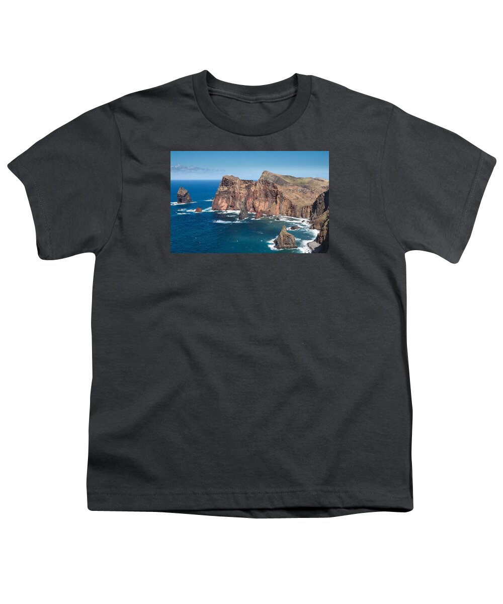 Madeira Youth T-Shirt featuring the photograph Northern coastline of Ponta de Sao Lourenco by Claudio Maioli