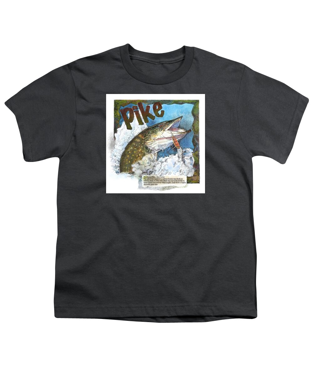Fish Youth T-Shirt featuring the painting Northerrn Pike by John Dyess