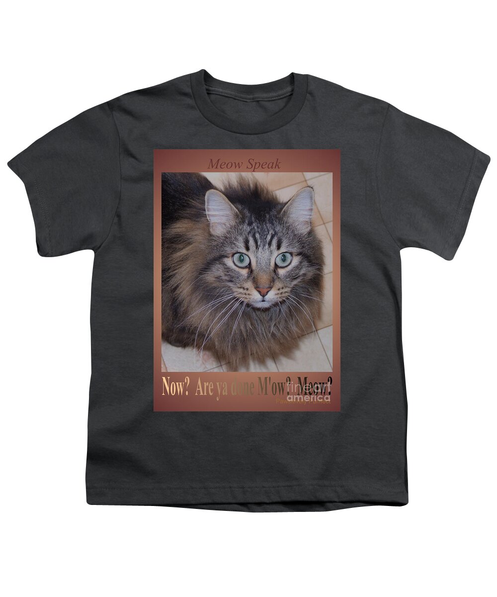Cat Youth T-Shirt featuring the photograph Now? Are you done M ow? Meow? by Marianne NANA Betts