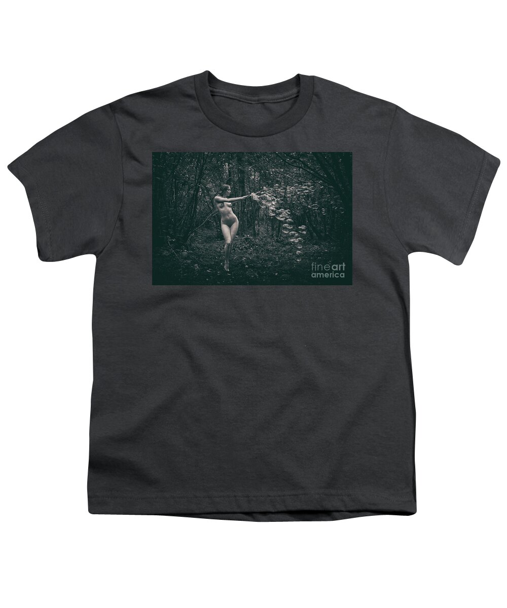 Woman Youth T-Shirt featuring the photograph Nude woman with lots of bubbles by Clayton Bastiani