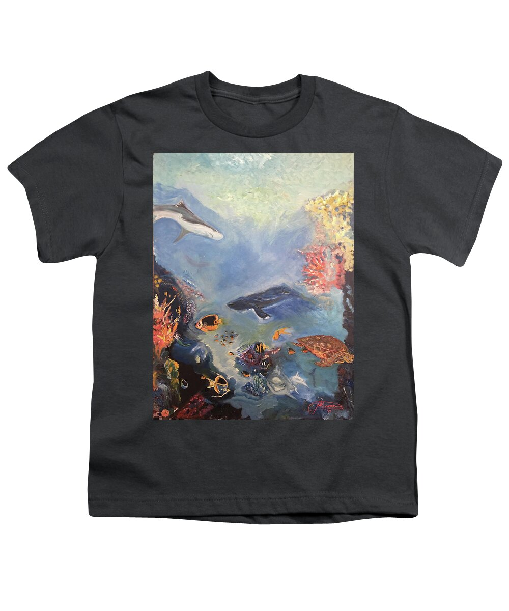  Art Youth T-Shirt featuring the painting Ocean by Jack Diamond