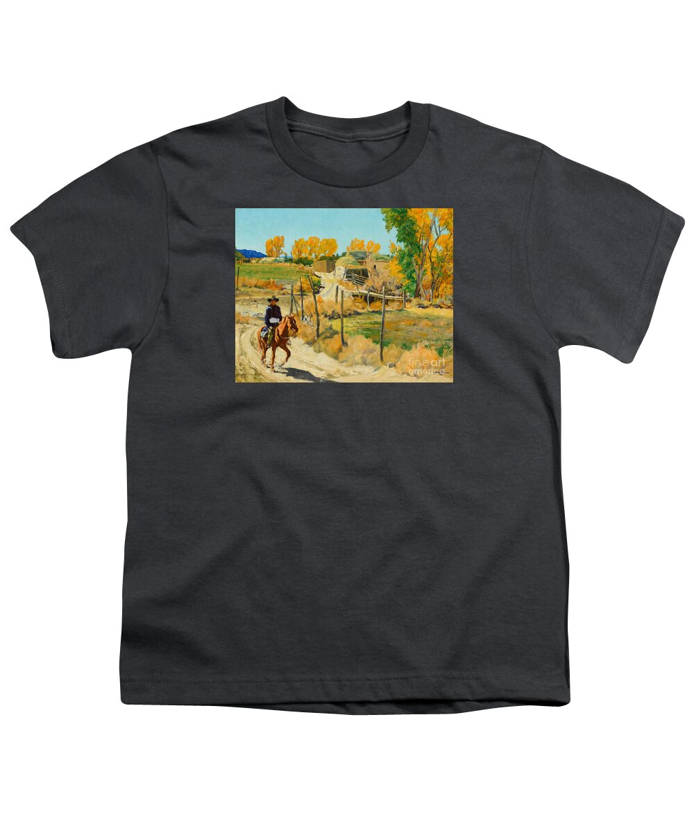Walter Ufer (1876-1936) October Morning Youth T-Shirt featuring the painting October Morning by MotionAge Designs