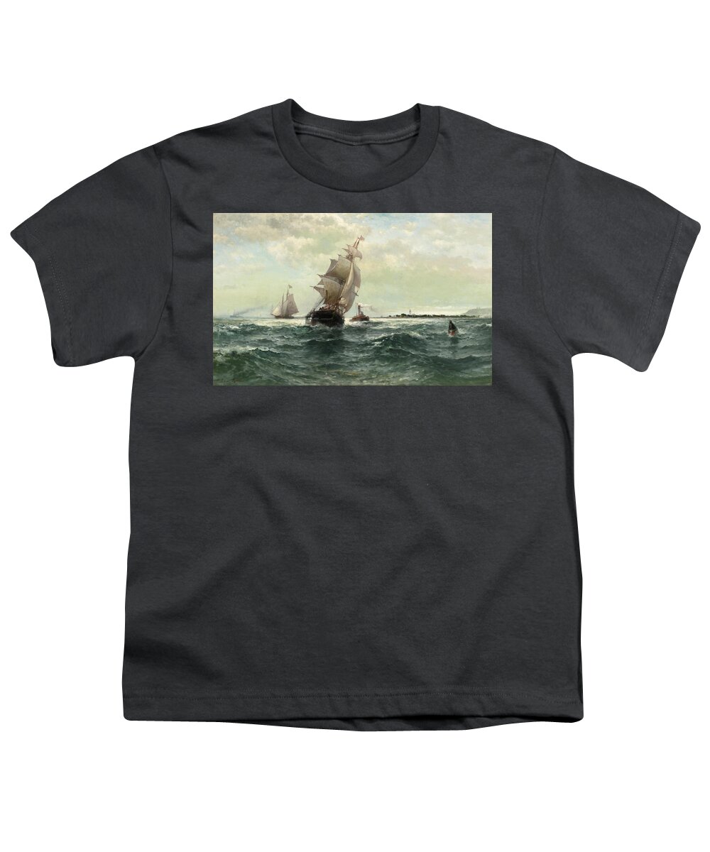 Edward Moran Youth T-Shirt featuring the painting Off Atlantic Shore. Highlands by Edward Moran