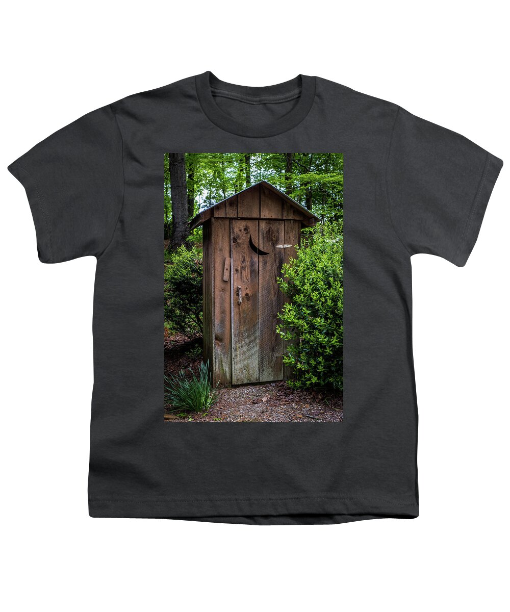 White Outhouse Youth T-Shirt featuring the photograph Old Outhouse by Paul Freidlund