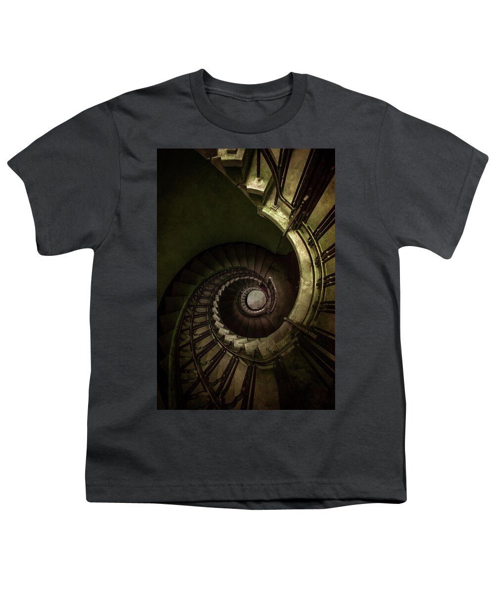 Architecture Youth T-Shirt featuring the photograph Old rusty spiral staircase by Jaroslaw Blaminsky