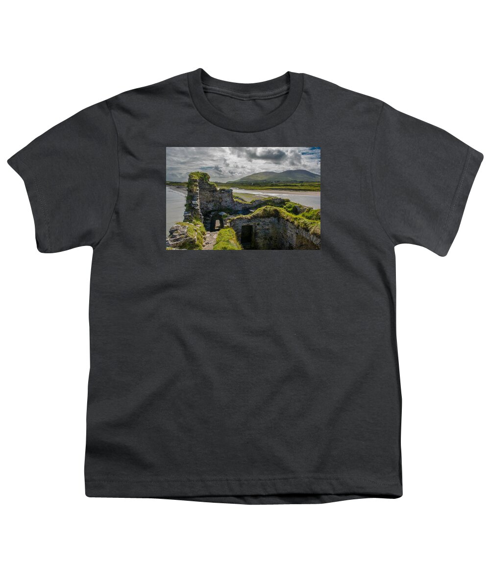 Castle Youth T-Shirt featuring the photograph Old Stone Fortress at the Coast of Ireland by Andreas Berthold